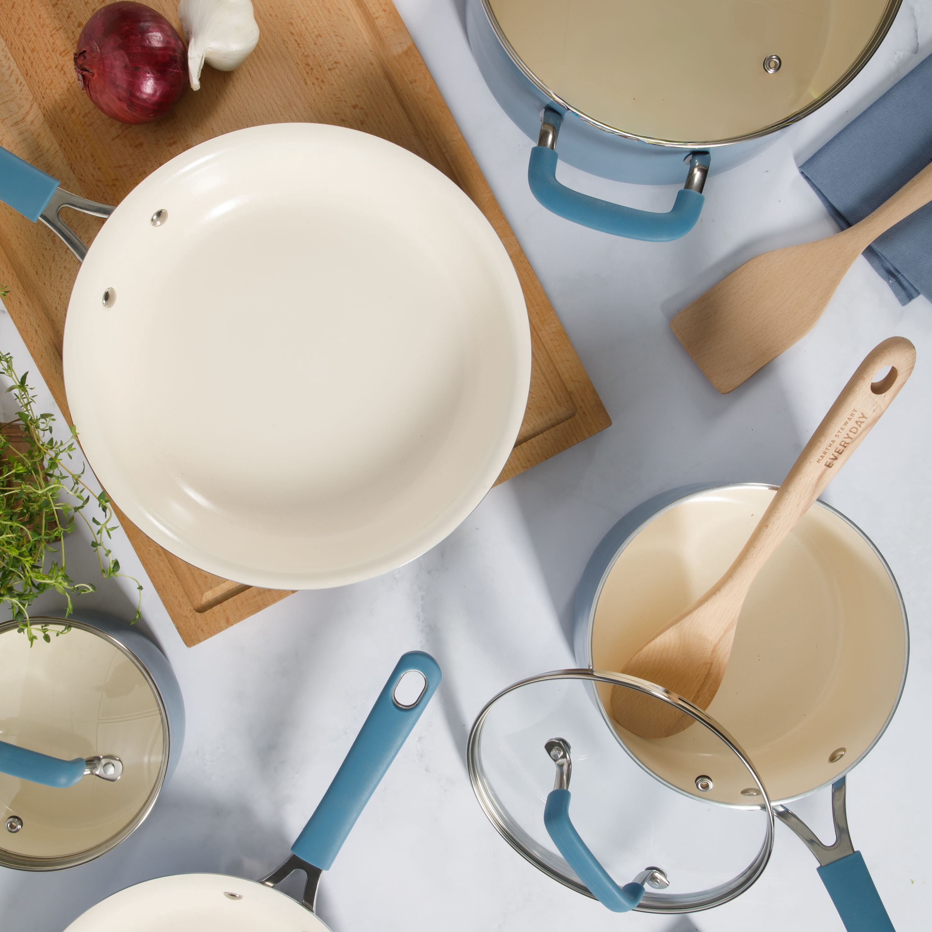 Martha Stewart Everyday 12 Piece Blue Cookware Set