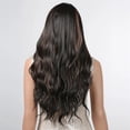thumbnail image 4 of Pelucas sintéticas onduladas largas para Mujeres Afro, cabello Natural negro mezclado marrón, raya al pelo, parte media, peluca diaria resistente al calor, 4 of 4