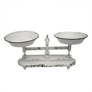 Rustic Metal White Enamel Counter Table Scale Vintage Style Centerpiece Antique Farmhouse Kitchen Decor