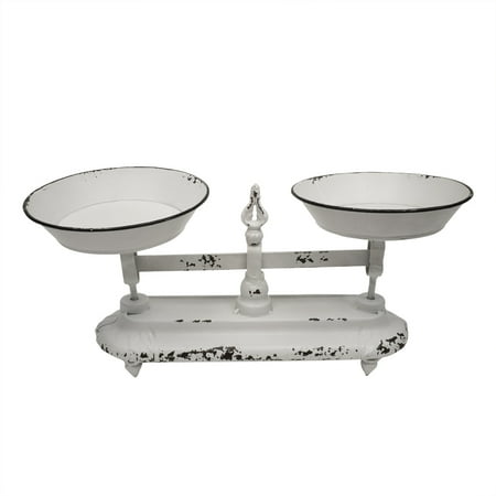 Rustic Metal White Enamel Counter Table Scale Vintage Style Centerpiece Antique Farmhouse Kitchen Decor