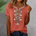 thumbnail image 2 of CONZONE Womens Summer Cotton Linen T-Shirts Short Sleeve T Shirts for Women Casual V Neck Graphic Lightweight Tees Soft Cozy Dailywear, 2 of 4