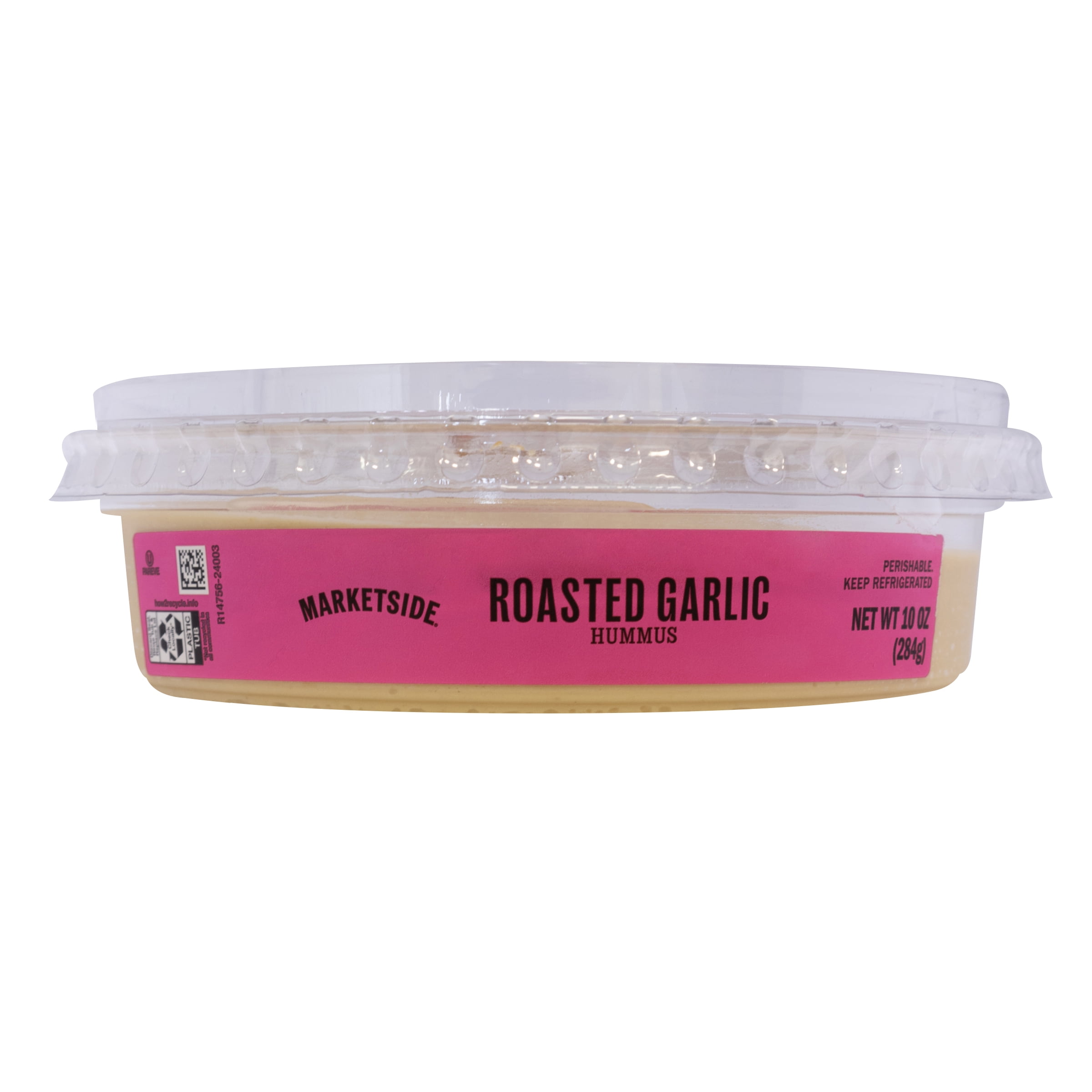 Marketside Gluten-Free Roasted Garlic Hummus 10 oz, Ready to Eat, Resealable Cup, 2 Tbsp. (28g) Serving