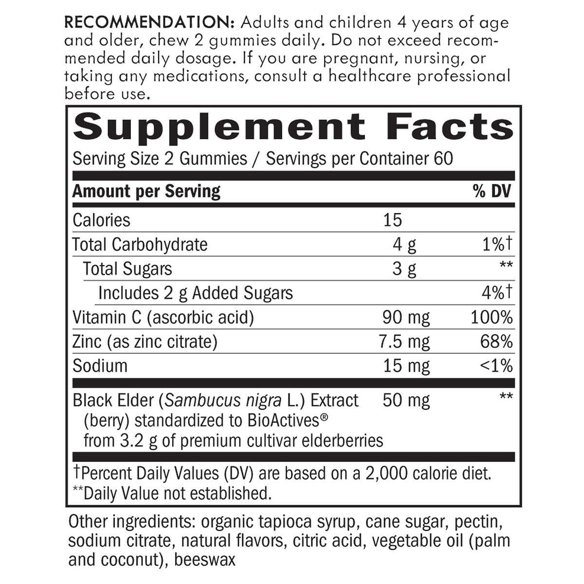 Nature's Way Sambucus Elderberry with Vitamin C and Zinc, 120 Gummies