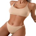 thumbnail image 4 of Sakmal Plunge Bikini Btahing Suits Women Two Piece Swimwear Yellow Solid Vacation Swimsuits for Women S, 4 of 6