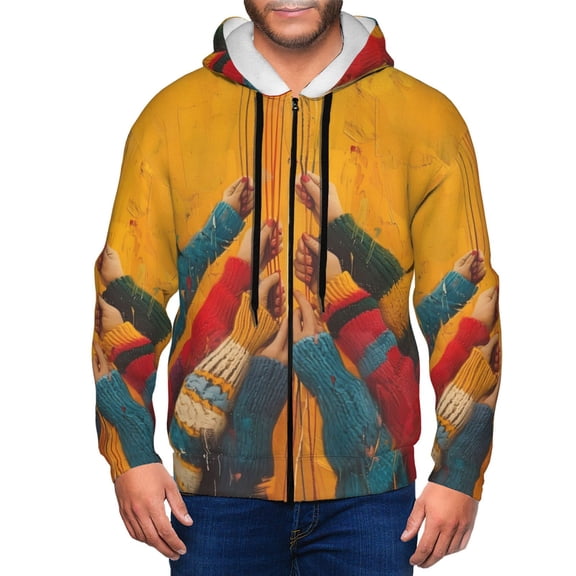 Vsdgher Colorful Sweaters And Strings Mens Hoodies Zip Hoodie, Hoodies for Men, Zip-up Hooded Sweatshirt-Small
