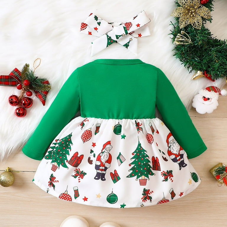 PMUYBHF Girls Christmas Dresses Size 10 12 with Coat Toddler Girls Long Sleeve Christmas Prints Princess Red Dress Dance Party Dresses Fall Winter Clothes Baby Girl Dresses 12 18 Months Party Walmart....