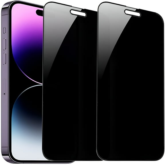 GJX 2 PCS 360 Degree Privacy Tempered Glass 4 Directions Anti-Spy Screen Protector Film Compatible with iPhone 14 Pro Max, 6.7 inch 4 Sides Anti-Peeping 9H Hardness Anti-scratch