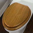 Mainstays Molded Wood Elongated Toilet Seat in Medium Oak Finish