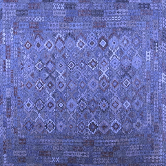 Ahgly Company Machine Washable Indoor Square Southwestern Blue Country Area Rugs, 8' Square