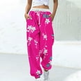 thumbnail image 2 of YABCSAZ Womens Sweatpants Baggy Casual Stright Drawstring Sport Pants Wide Leg High Waited Printed Pants Comfy Lounge Cargo Pants with Pockets for Athletic Joggers Gym Yoga, 2 of 5