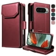 thumbnail image 5 of ELEHOLD Wallet Case For Google Pixel 9 / 9 Pro, Luxury PU Leather Shockproof Magnetic Flip Kickstand Card Slots Cash Pocket Wallet Case With Detachable Lanyard, Red, 5 of 11