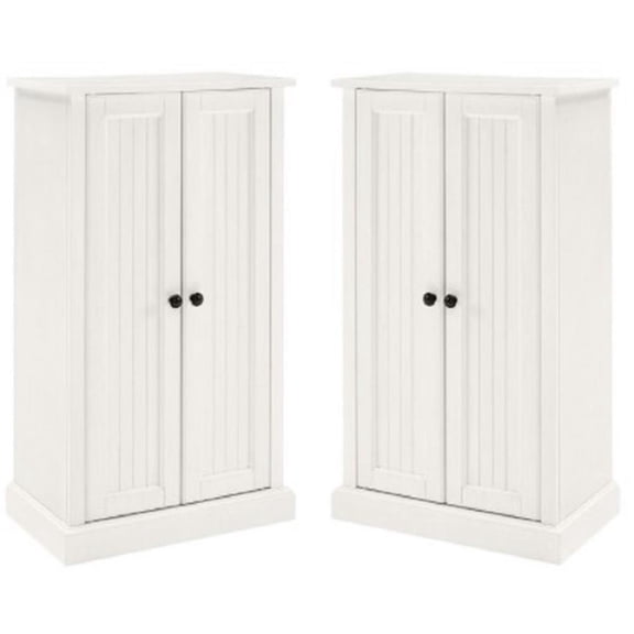 Home Square 2 Piece Wood Accent Cabinet Set with 2 Door in Distressed White