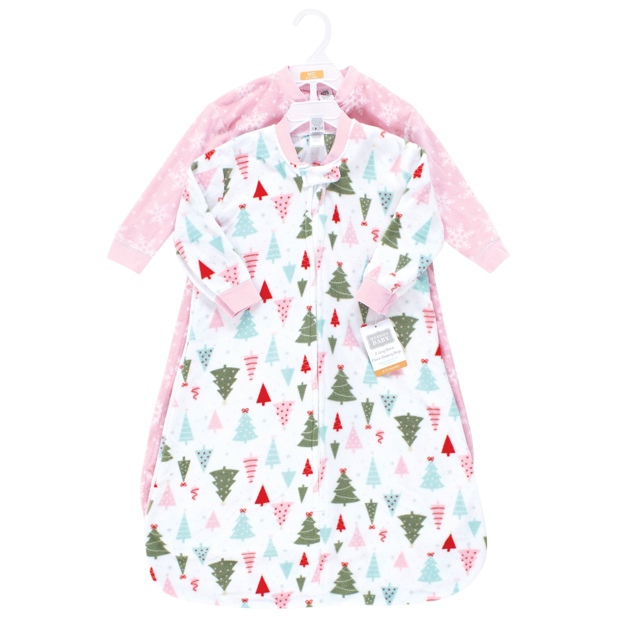 Hudson Baby Infant Girl Long-Sleeve Fleece Sleeping Bag, Sparkle Trees, 18-24 Months