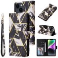 thumbnail image 1 of Compatible with iPhone 14 Premium Vintage PU Leather Magnetic Closure Case with Strap Flip Cover, 1 of 5