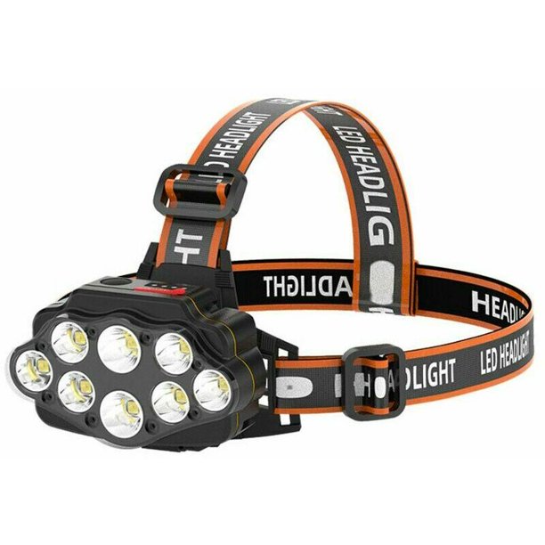 Lampe Frontale Super Brillante à 8 LED Lampe Frontale USB avec 2x Piles Imperméable pour le Camping, la Pêche, la Cave, le Jogging et la Randonnée,Facile à utiliser Kuyhfg Bienvenido a Kuyhfg