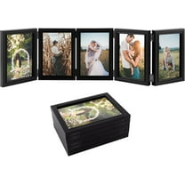 4x6in 5 Folding Accordion Picture Frame - Foldable Hinged Collage Photo Frames for Tabletop Display Multiple Family Pictures Birthday Father's Day Gifts (Black)