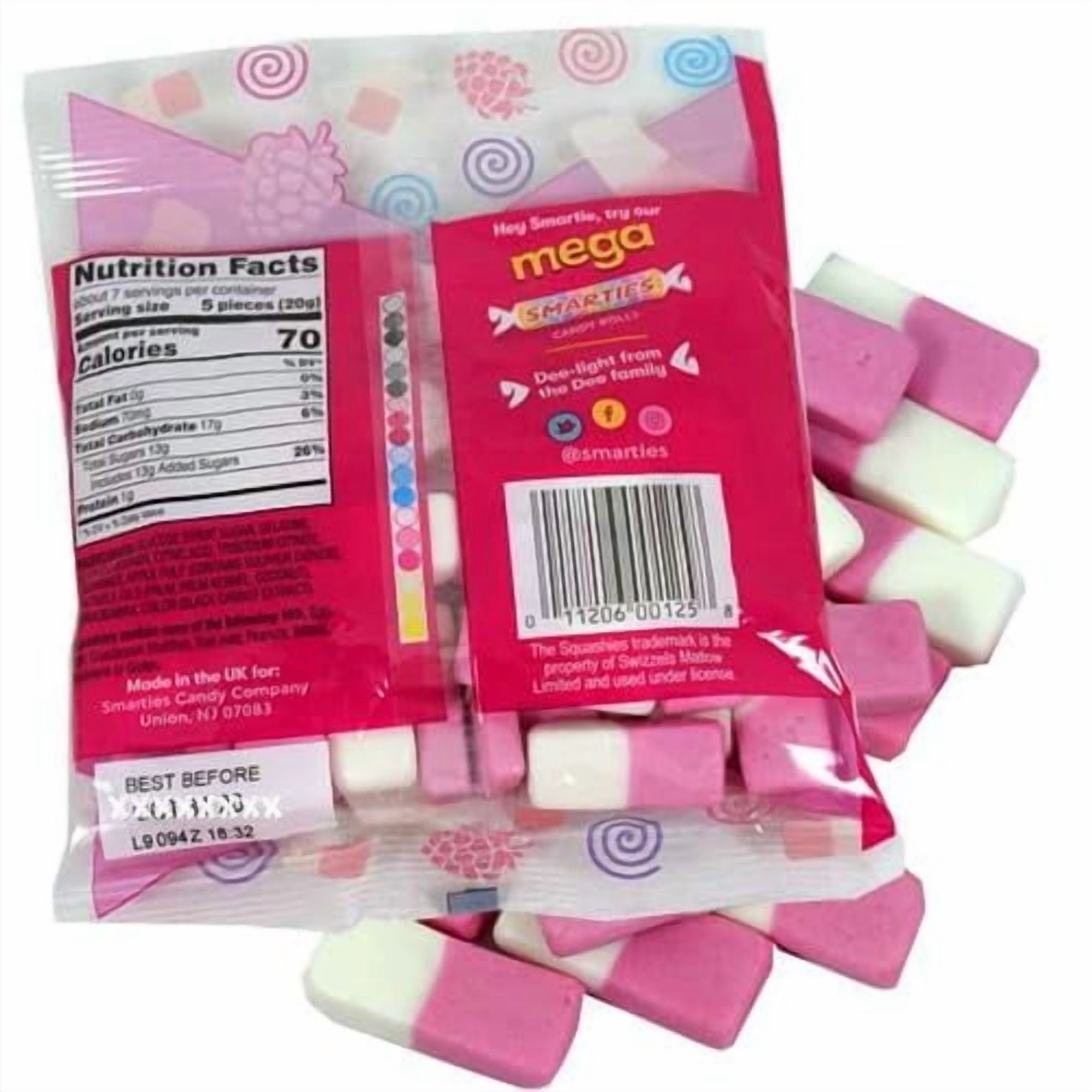 Smarties Squashies Candies - Raspberry and Cream Flavored Marshmallow/Foam Gummies - Case of 12 by Lyza's Sweets & Treats