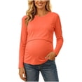 thumbnail image 3 of HongQid Ladies Maternity Crew Neck Long Sleeve Nursing Top Layered Lift Up Breastfeeding Casual Daily T-Shirt, 3 of 10
