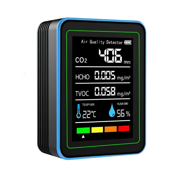 ACDANC 5 in 1 Indoor Carbon Dioxide Detector Air Quality Monitor HCHO/Temperature Tester Black