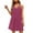 Red, variant on Spaghetti Strap V-Neck Solid Casual Dress for Women Eyelet Lace adn Scalloped Hem Swing Dress Breathable Shirt for Summer Outings
