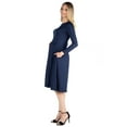 thumbnail image 2 of 24seven Comfort Apparel Long Sleeve Fit and Flare Maternity Midi Dress, 2 of 4