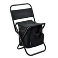 thumbnail image 1 of Silla de camping plegable, bolsa térmica, silla de pesca, contenedor de alimentos, taburete con respaldo portátil, taburete plegable para viajes, cocina, picnic Negro, 1 of 8