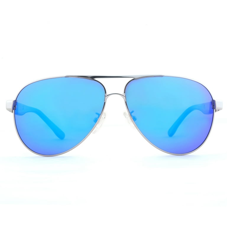and Sunglasses Protection Aviator Silver, Hinge, with for JUST Women, GO Polarized Men Rove Blue 100%UV Style Spring
