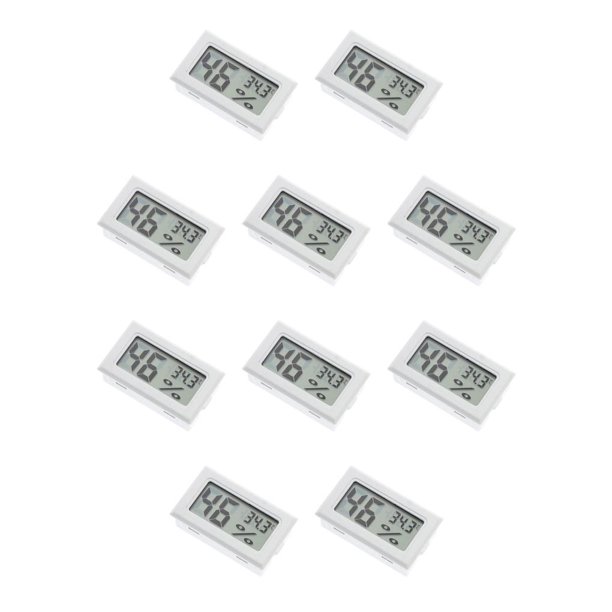 Injueey Mini termómetro digital LCD Reloj Sensor de temperatura Medidor con Modo de repetición Alta precisión Habitación blanca Blanco 10Conjunto
