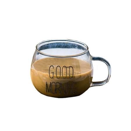 

Glass Clear Coffee Cups Breakfast Milk Mugs Tea Espresso Coffee Cup Yogurt Bowl with Handle for Beverages