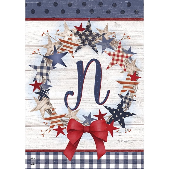 Briarwood Lane Everyday Garden Flag 12x18 For Outdoor American Wreath Monogram N Garden Flag Flags For Outside