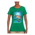 thumbnail image 2 of Swimming Sea Turtle Animal Lover Womens Graphic T-Shirt, Kelly, X-Large, 2 of 3