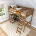 thumbnail image 6 of Max & Lily Solid Wood High Loft Bed,Twin Bed Frame For Kids With Bookcase and Ladder, Pecan, 6 of 12