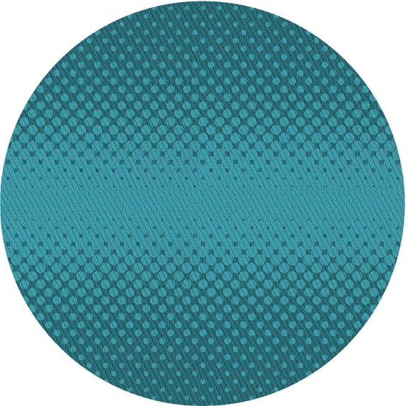 Ahgly Company Indoor Round Patterned Dark Turquoise Green Area Rugs, 6' Round