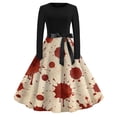 thumbnail image 6 of Halloween Costumes Long Sleeve Dresses for Women Party Vintage Pumpkin A Line Halloween Floral Printed Clothing Complexion L, 6 of 6