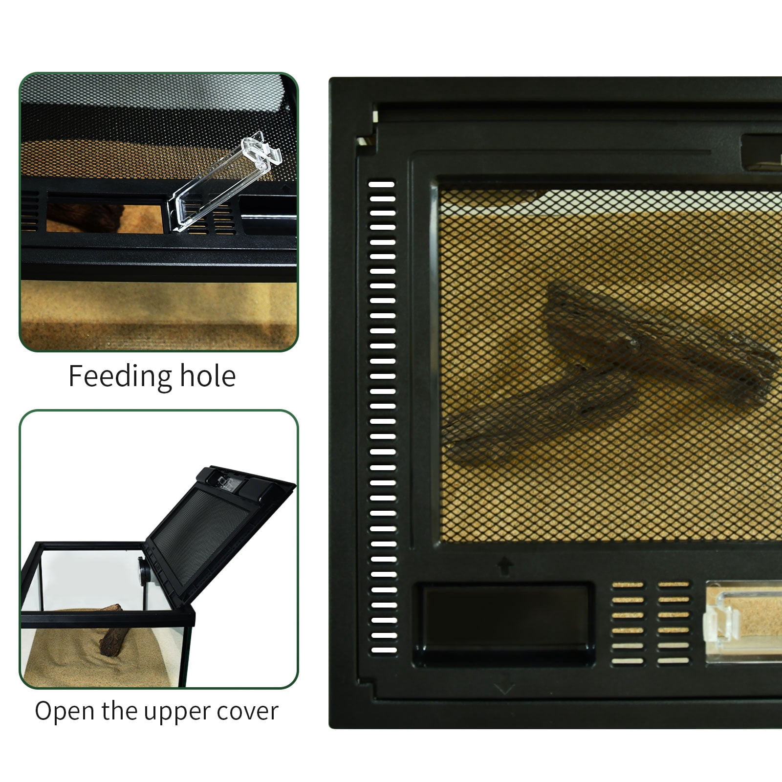 Reptile Glass Terrarium Tank 12"*8"*6",Small Cage Full View with Top Screen Ventilation Habitat Enclosure for Tarantula,Frog,Gecko,Insects,Spiders,Snakes,Hermit Crab,Turtle,Ball Python