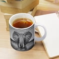 thumbnail image 3 of Vintage Retro Old Style Elephant in Black and White White Ceramic Cup, 11 Oz Tea Mug, Coffee Mug, Milk Mug, Juice Ceramic Cup for Home Offices Cafe Party Mom Father Daughter Son, 3 of 5