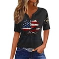thumbnail image 3 of Evdexr Independence Day Shirts for Women American Flag V Neck 250th Anniversary Usa Shirts Short Sleeve Red Blue and White Patriotic Shirt Graphic T Shirts Black S, 3 of 5