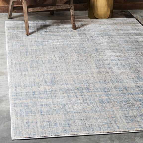 Unique Loom Helios Collection Area Rug - Sardinia (5' 1" x 8' Rectangle Silver Mist/Beige)