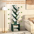 thumbnail image 5 of LEYAOYAO Tall Tree Bookshelf, 9-Tier Zigzag Bookcase with Storage, Vertical Storage Shelf for Books & Décor, Space-Saving Design, Dark Green, 5 of 8