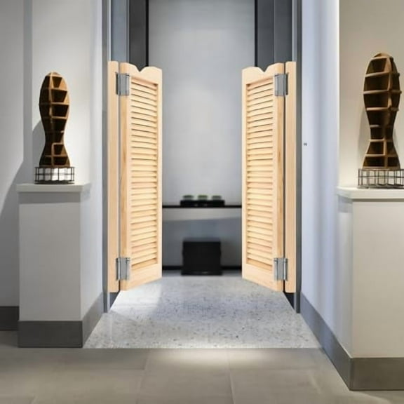 Modern Swinging Door Cafe Door Pine Wood Saloon Doors for House, Kitchen, Shop Entrance Partition Wooden Louvered Door with Quiet Hinges (Wood, 29.9"x40.9")