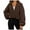 C-Coffee247, variant on DHFJKG Women Hoodie Crop Coat Solid Color Zipper Stand Collar Elastic Waisted Oversized Long Sleeve Sweatshirt Cropped Jacket Soft Jackets
