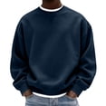 thumbnail image 2 of LEKWK Crewneck Sweatshirts for men Long Sleeve Casual Pullover Activewear Athletic Tops Classic Fit Comfortable Basic Fall Winter Shirt for Gym Workout Running Outdoor Navy XL, 2 of 5