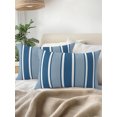 thumbnail image 3 of Outdoor Pillows Waterproof, Blue Stripe Bedding Throw Pillows with Insert for Couch Sofa Bed, Boho Striped Modern Minimalist Geometric Lines 12x20 Inch Pillowcases Decorative Patio Pillow Set of 1, 3 of 8