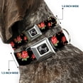 thumbnail image 2 of Buckle-Down Pet Collar, Dog Collar Metal Seatbelt Buckle, Red Roses Scattered Black, 13 to 17 Inches 1.5 Inch Wide, 2 of 8