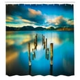 thumbnail image 3 of Ambesonne Turquoise Shower Curtain, Clouds Ocean Nature, 69"Wx84"L, Turquoise and White, 3 of 5