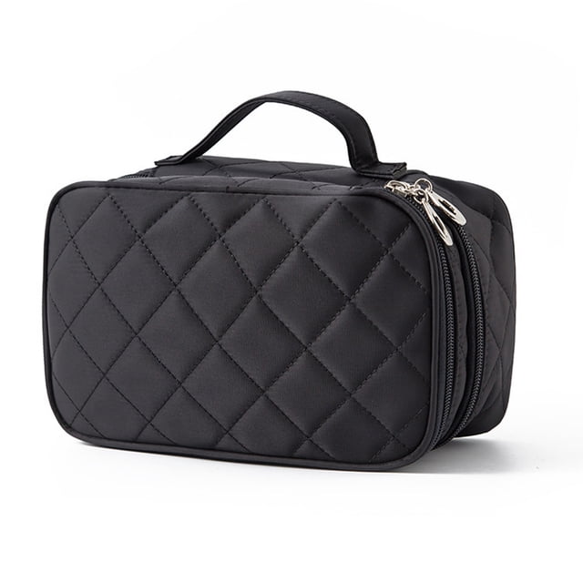 Bolsa de maquillaje pequeña, bolsa de maquillaje informal para mujer, bolsa de maquillaje de viaje de 2 capas, capacidad de uso diario