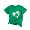 thumbnail image 4 of fartey Women's St. Patrick's Day T Shirt Lucky St Patty's Day Tops Cute Heart Shamrock Print T-shirts Loose Cozy Crewneck Short Sleeve Tee for Gift Green, 4 of 6