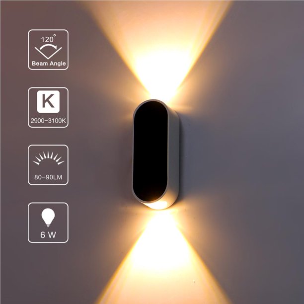 Lámpara De Pared Led Magnética De 6 W, Aplique De Pared Hacia Arriba Y Hacia Abajo, Ca Interior 85-265 V, Blanco Cálido Para Home Bar Cafe Vogacara HA024421-02