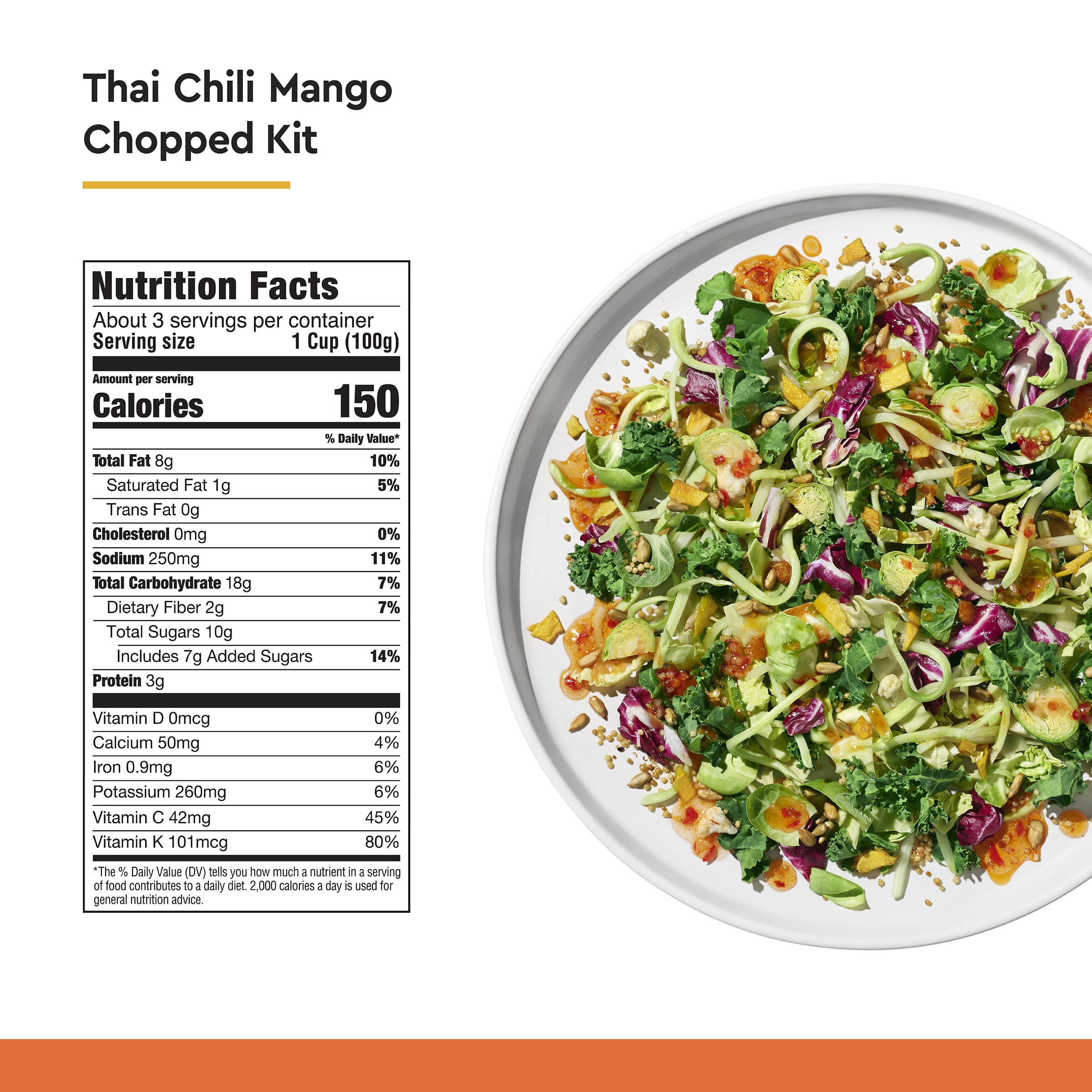 Taylor Farms Thai Chili Mango Chopped Salad Kit, 11.25 oz Bag, Fresh