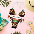 thumbnail image 6 of Retro Cat Women's Swimsuit Bikini Set, Detachable Sponge, Adjustable Strap, Two-Pack, Beach & Pool Ready, 6 of 6